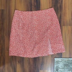 Red and white polka dot skirt.